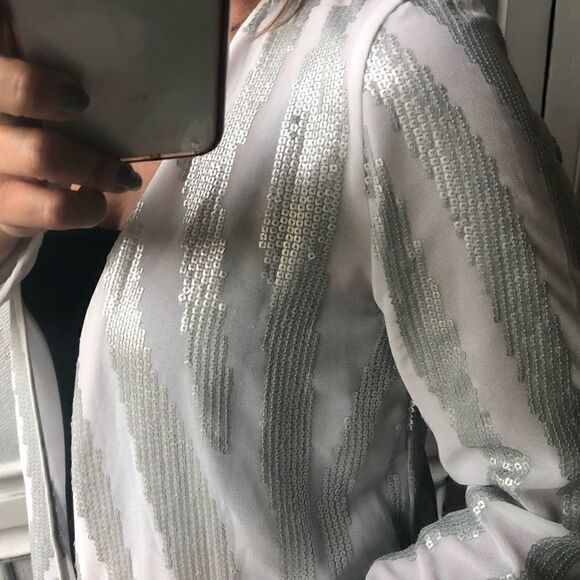 🎃CHICOS WHITE/ SILVER SEQUIN JACKET - Picture 4 of 8